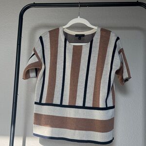 J. Crew Brown and Cream Knit Top